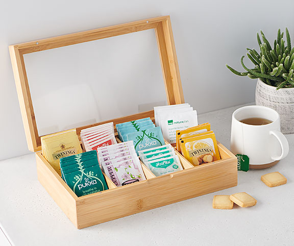 Boîte pour sachets de thé en bambou, boîte pour thé avec 8 compartiments et  couvercle transparent - Votre boutique en ligne suisse d'articles en  matières naturelles